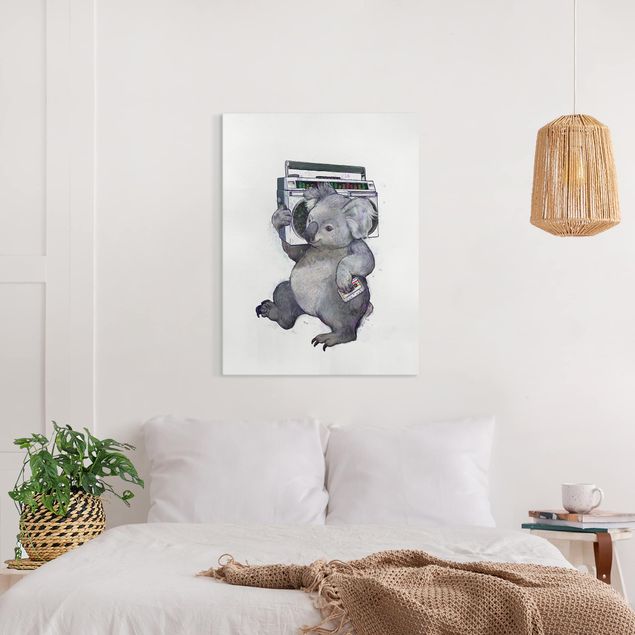 Quadri con pesci Illustrazione - Koala con radio pittura
