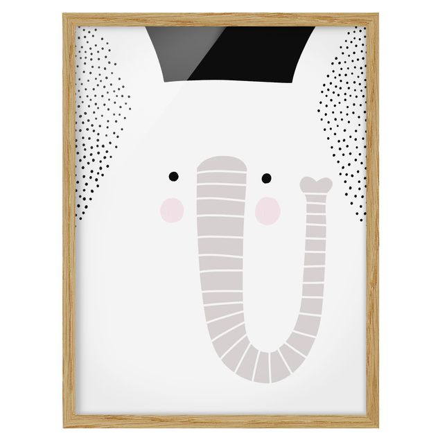 Quadri con cornice con animali Zoo con disegni - Elefante