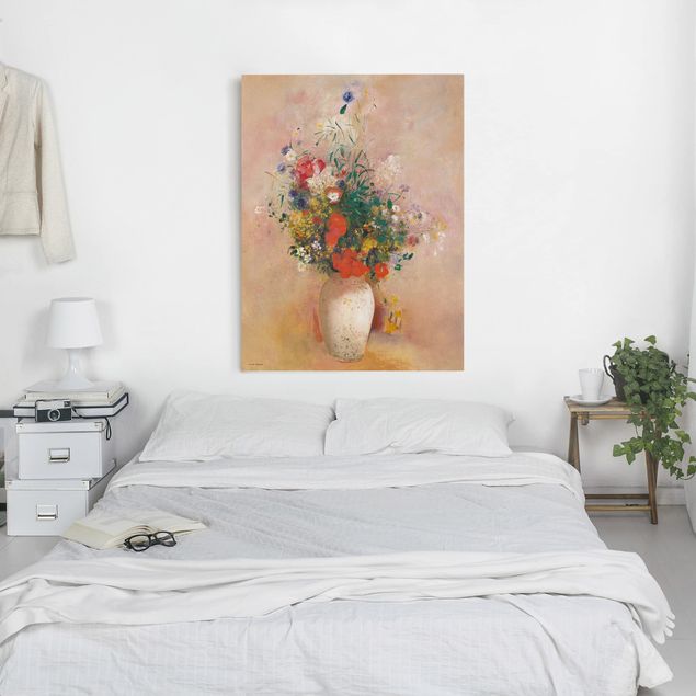 Tele rose Odilon Redon - Vaso con fiori (sfondo rosato)