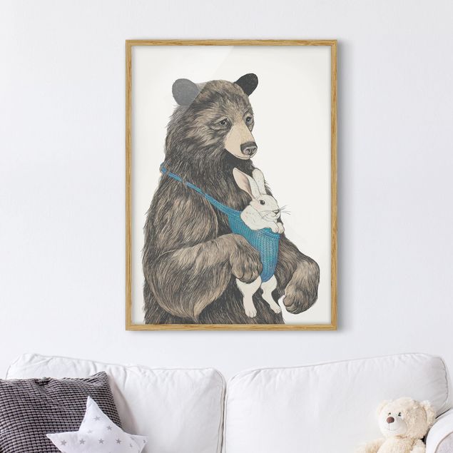 Quadro con orso Illustrazione Orso e coniglio bambino