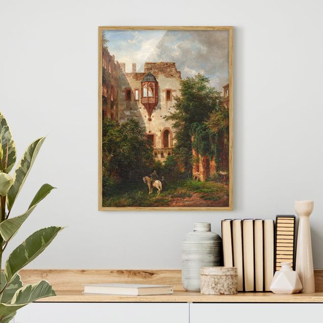 Stile di pittura Carl Ludwig Fahrnbach - Nel cortile del castello di Heidelberg