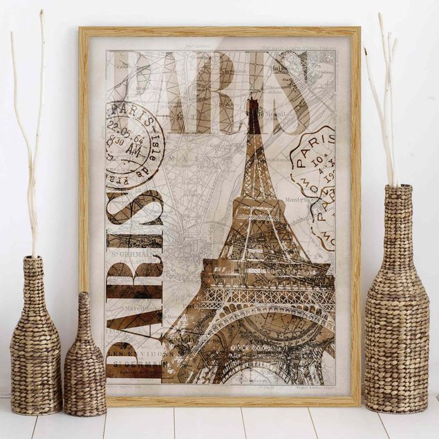Quadro Parigi Collage Shabby Chic - Parigi
