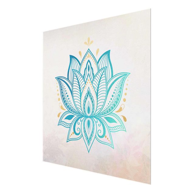 Stampe Illustrazione di loto Mandala Oro Blu