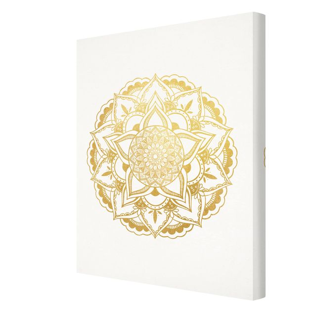 Stampa su tela - Mandala Illustrazione ornamento oro bianco - Verticale 4:3