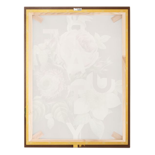 Quadro su tela oro - Tipografia floreale - Beauty