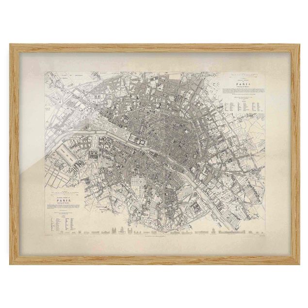 Quadri vintage Mappa vintage Parigi
