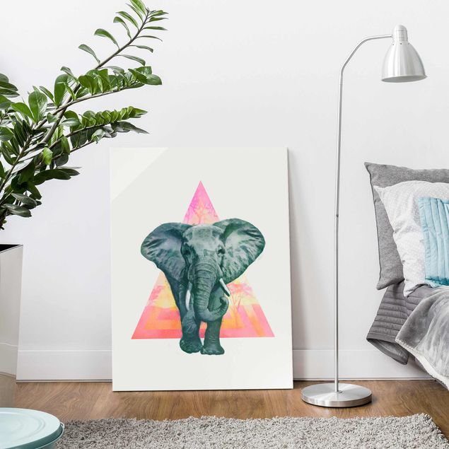 Quadri con elefanti Illustrazione - Elefante fronte triangolo pittura