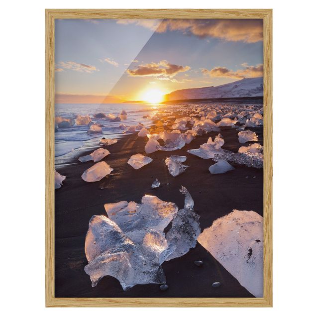 Quadro spiaggia Pezzi di ghiaccio sulla spiaggia in Islanda