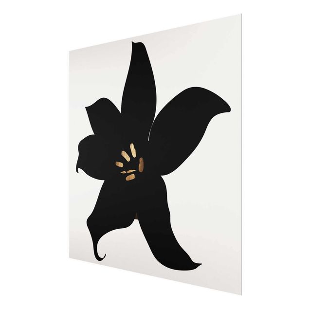 Quadri moderni per arredamento Mondo vegetale grafico - Orchidea nera e oro