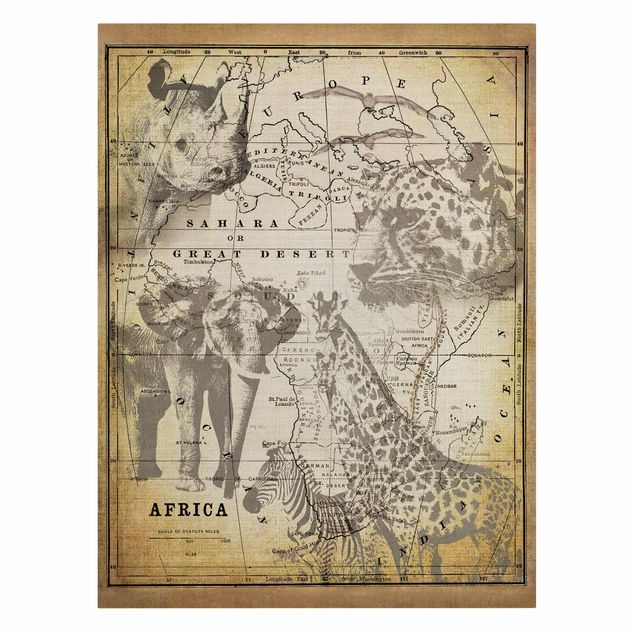Quadri vintage Collage vintage - Animali selvatici in Africa
