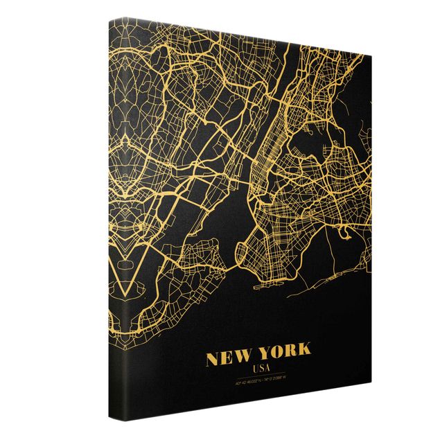 Stampe Mappa di New York - Nero classico