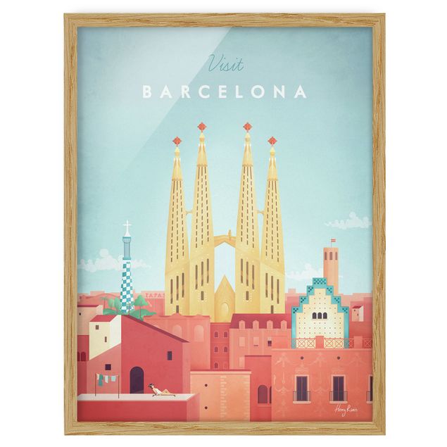Quadri rossi Poster di viaggio - Barcellona