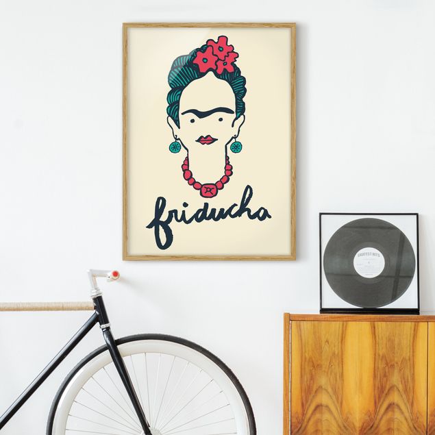 Quadri con cornice con fiori Frida Kahlo - Friducha