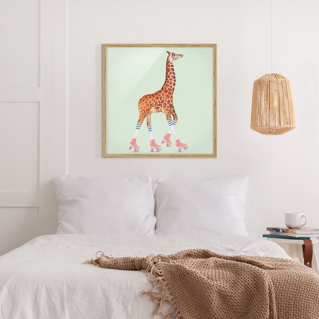 Riproduzioni quadri famosi Giraffa con pattini a rotelle