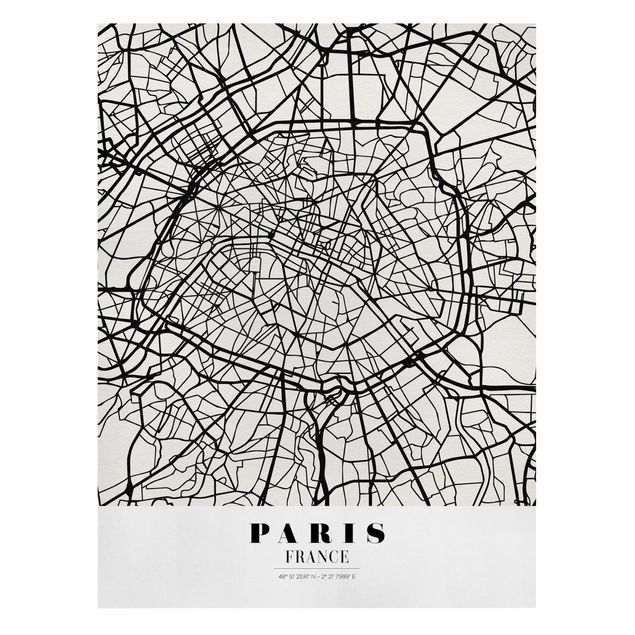 Quadro planisfero Mappa di Parigi - Classica