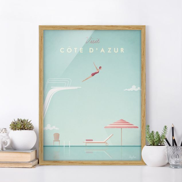Quadri con cornice con spiaggia Poster di viaggio - Costa Azzurra
