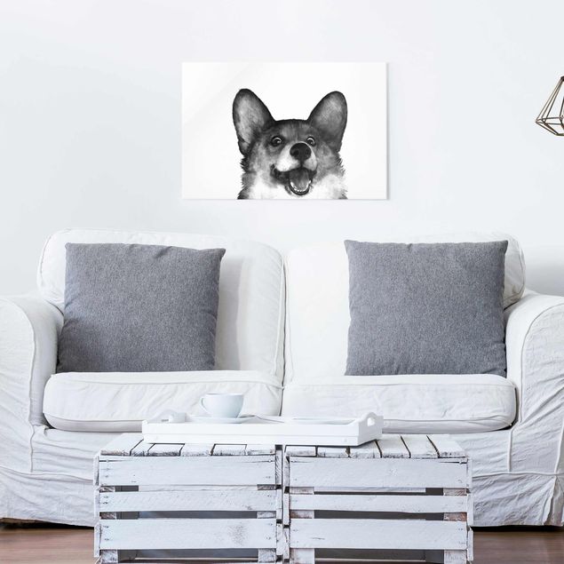 Quadro cane Illustrazione - Cane Corgi Pittura Bianco e Nero