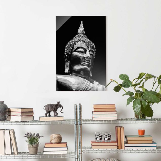 Quadri moderni bianco e nero Volto di statua di Buddha
