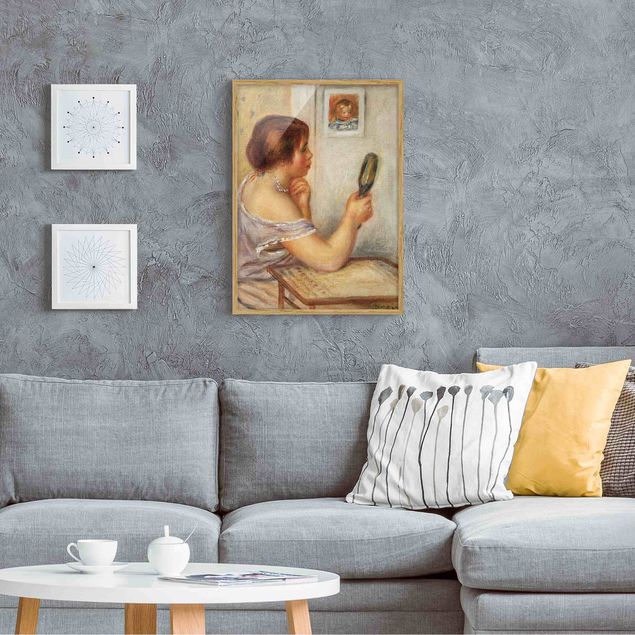 Quadri Impressionismo Auguste Renoir - Gabrielle con lo specchio o Marie Dupuis con lo specchio con il ritratto di Coco