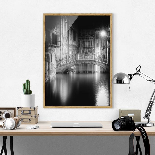 Quadri con cornice in bianco e nero Ponte Venezia