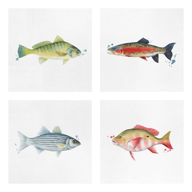 Quadro moderno Trappola d'inchiostro - Set di pesci I