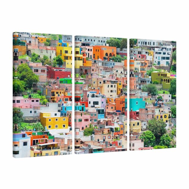 Stampa su tela città Case colorate di fronte a Guanajuato