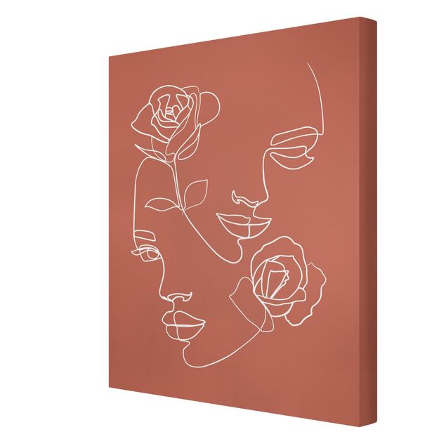 Amore quadri Line Art - Volti femminili Rose Rame