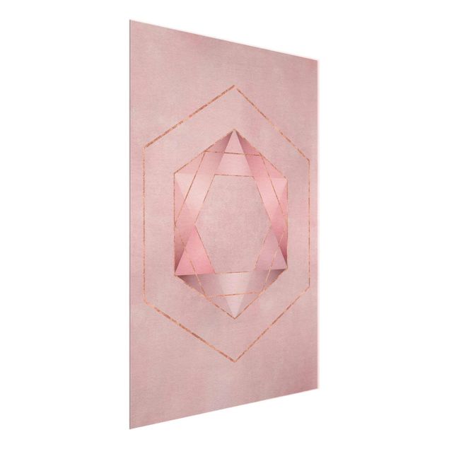 Quadro rosa Geometria in rosa e oro I