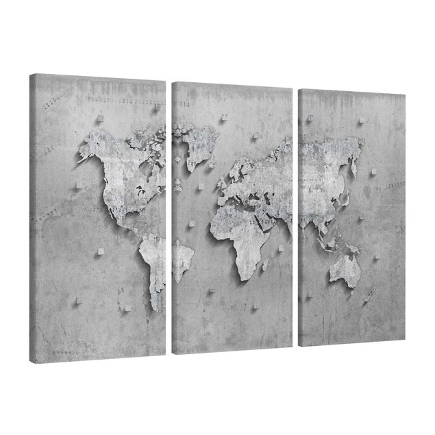 Quadri stile industriale Mappa del mondo in cemento