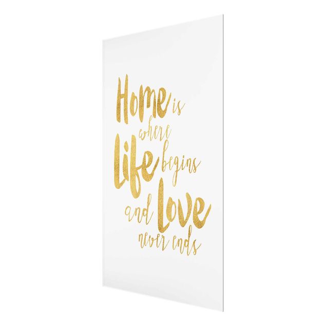 Glas Magnetboard Home Is Where Life Begins Oro
