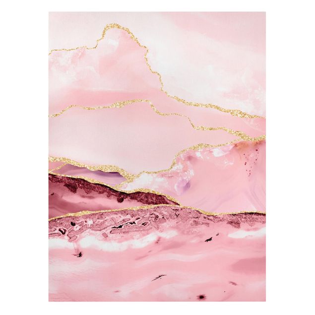 Stampe astratte su tela Estratto Monti rosa con Golden Lines