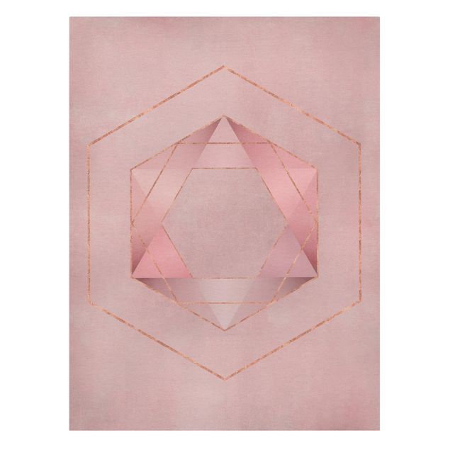 Quadri Andrea Haase Geometria in rosa e oro I