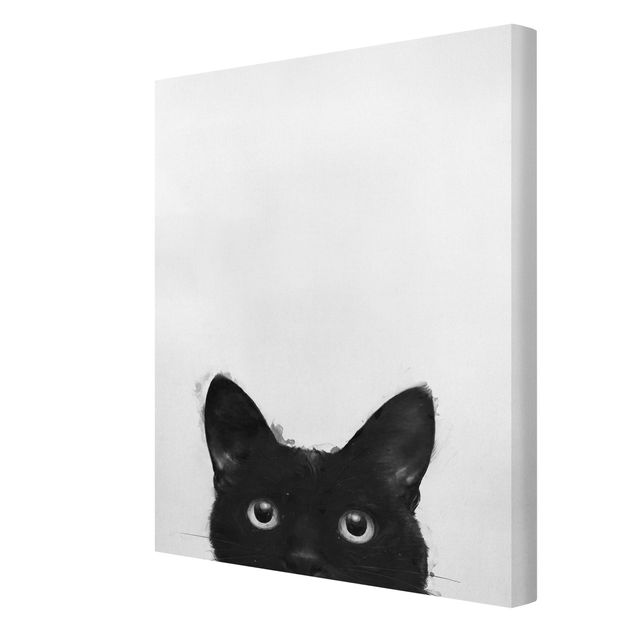 Riproduzioni quadri famosi Illustrazione - Gatto nero su pittura bianca