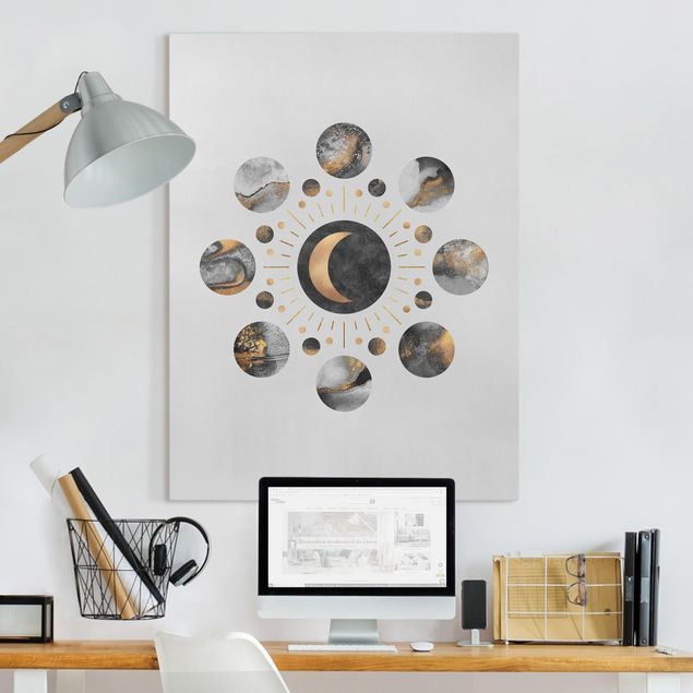 Riproduzioni su tela quadri famosi Fasi lunari astratte Oro