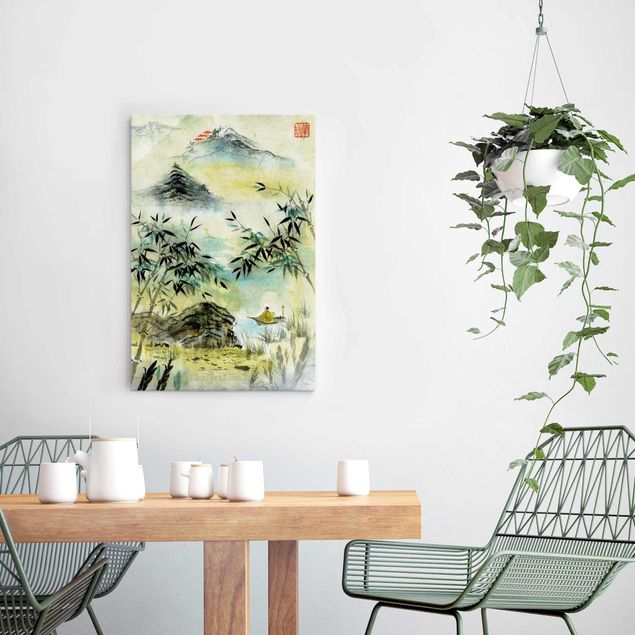 Quadri paesaggistici Disegno acquerello giapponese Foresta di bambù