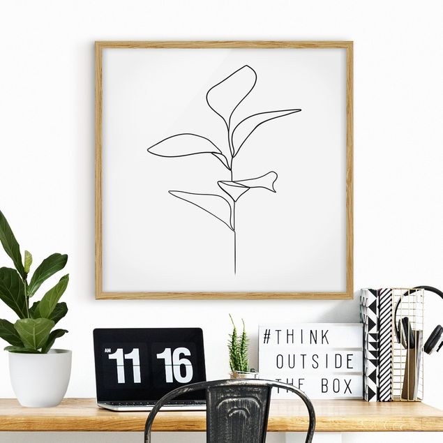 Stile di pittura Line Art - foglie di piante bianco e nero