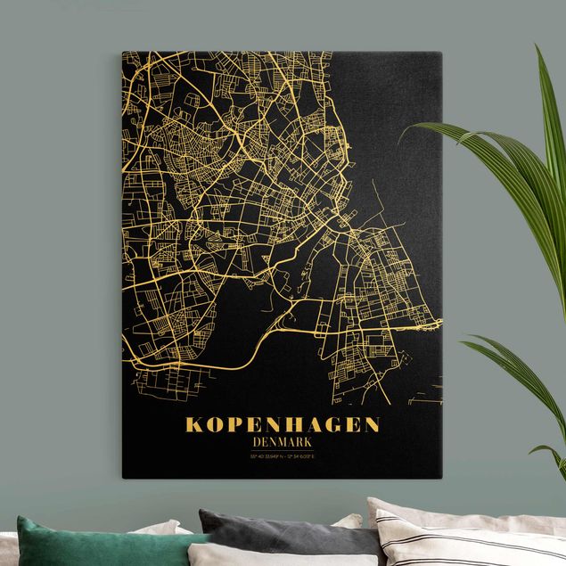 Quadri Mappa della città di Copenaghen - Nero classico