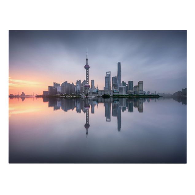 Quadro blu Shanghai Skyline di mattina umore
