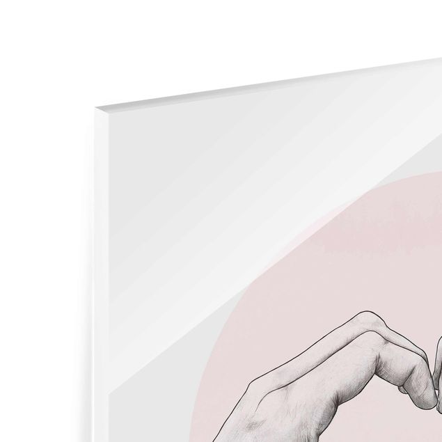 Quadri stampe Illustrazione - Cuore Mani Cerchio Rosa Bianco