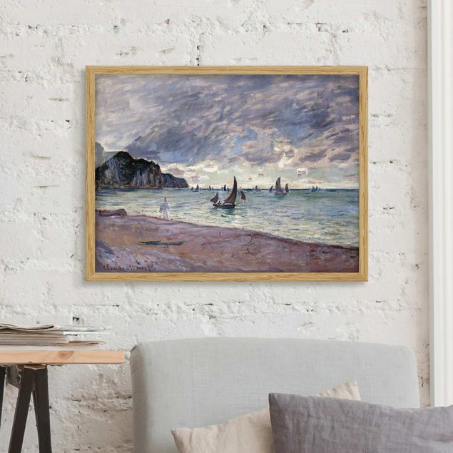Quadri impressionisti Claude Monet - Barche da pesca davanti alla spiaggia e alle scogliere di Pourville