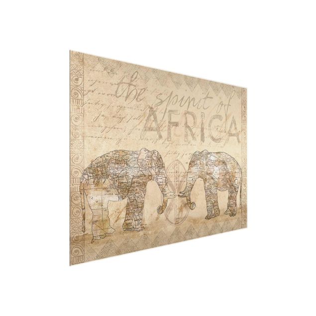 Quadri in vetro con animali Collage vintage - Spirito dell'Africa