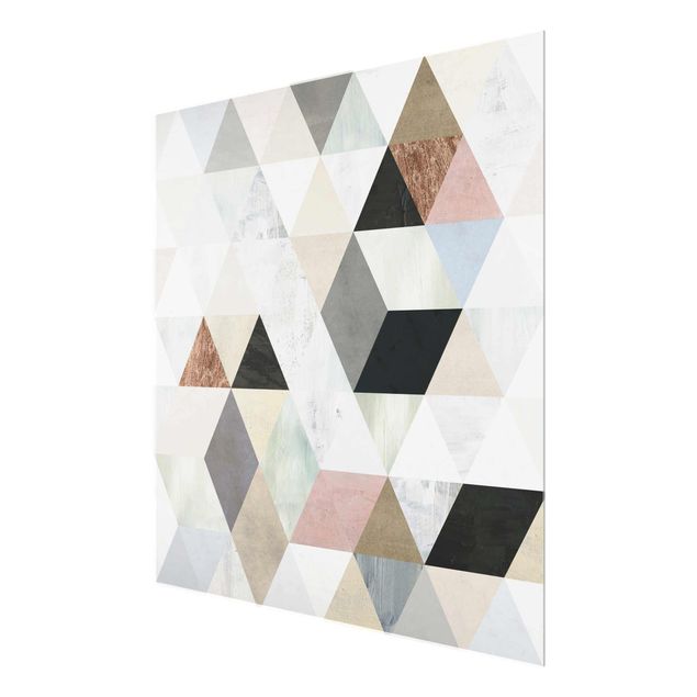 Quadro in vetro - Watercolor Mosaic With Triangles I - Quadrato 1:1