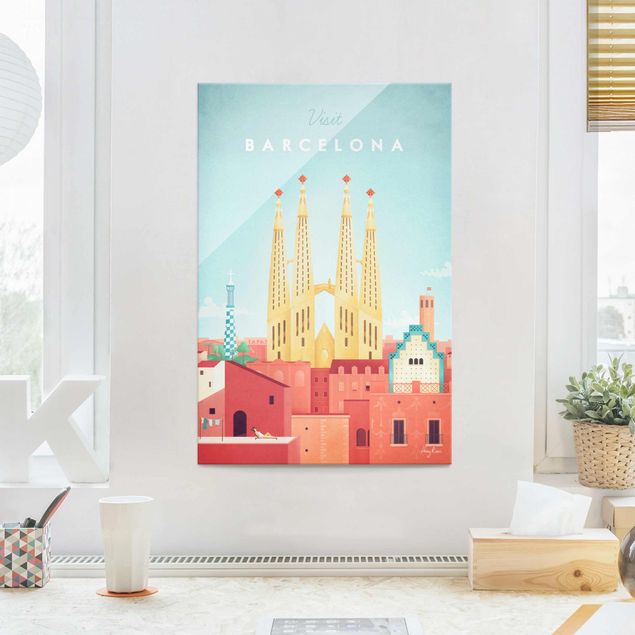 Quadri in vetro con architettura e skylines Poster di viaggio - Barcellona