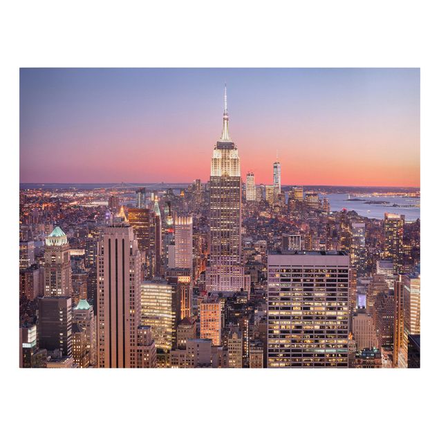 Quadri su tela con tramonto Tramonto a Manhattan New York