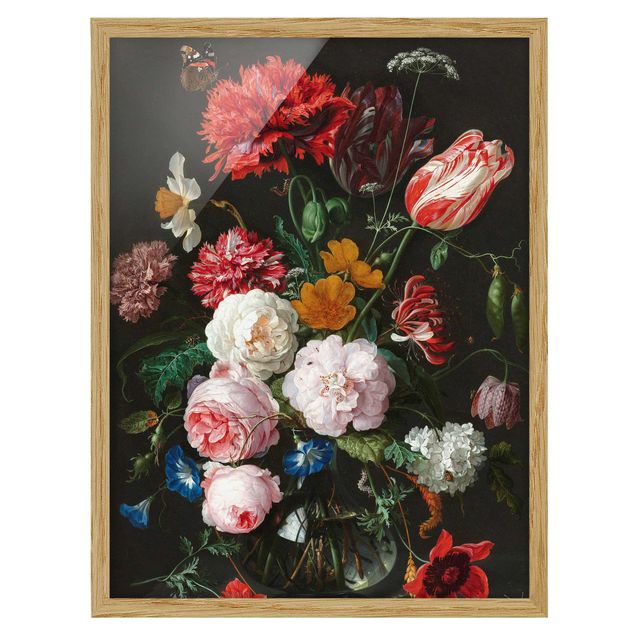 Quadro moderno Jan Davidsz De Heem - Natura morta con fiori in un vaso di vetro