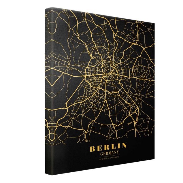 Quadri su tela Mappa della città di Berlino - Nero classico