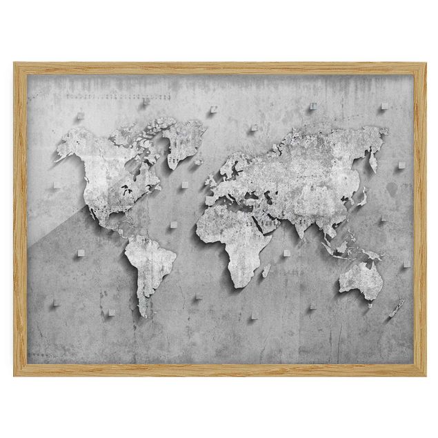 Quadri Mappa del mondo in cemento