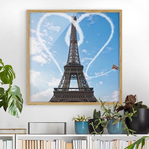 Quadri con cornice con architettura e skylines Parigi - Città dell'amore