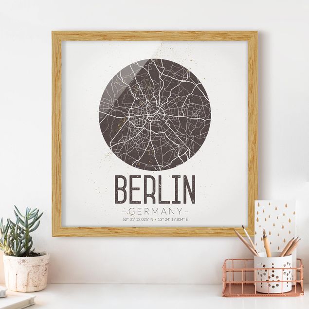 Quadri Berlino Mappa della città di Berlino - Retrò