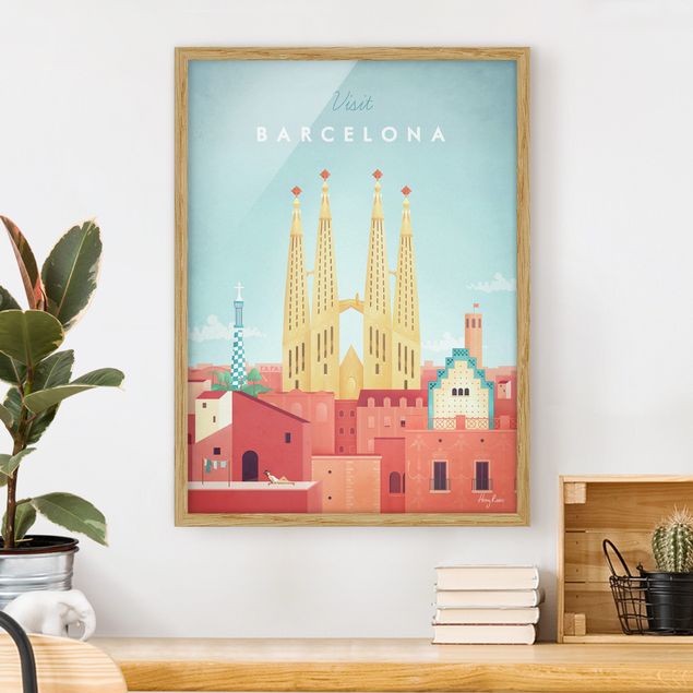 Quadri con cornice con architettura e skylines Poster di viaggio - Barcellona